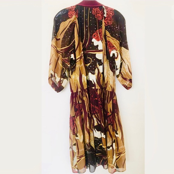 GUCCI Fantasy Print Georgette Lace-up Silk Dress - Picture 5 of 8